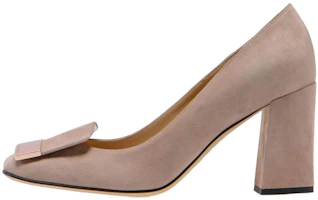(Women) SERGIO ROSSI Square Toe Velvet Leather High Heels 'Nude' A86430MCAZ011105703 (Women) SERGIO ROSSI Square Toe Velvet Leather High Heels 'Nude' A86430MCAZ011105703