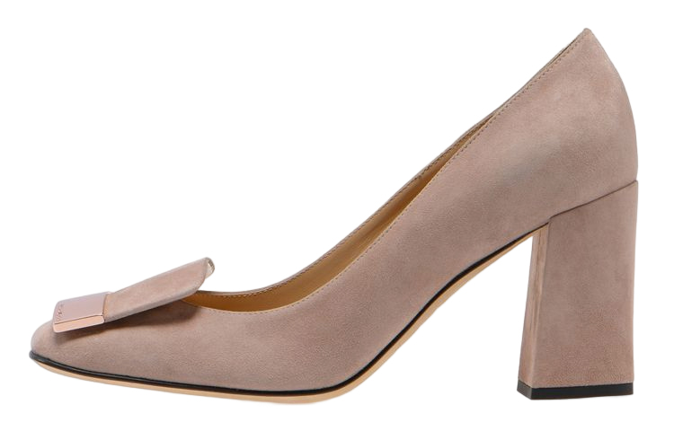 (Women) SERGIO ROSSI Square Toe Velvet Leather High Heels 'Nude' A86430MCAZ011105703