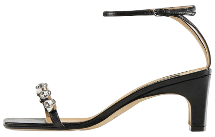(Women) SERGIO ROSSI SR1 'Black Square Toe Leather Sandals' A81090MFN3411101498