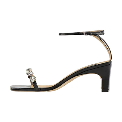 (W) SERGIO ROSSI SR1 'Black Square Toe Leather Sandals'