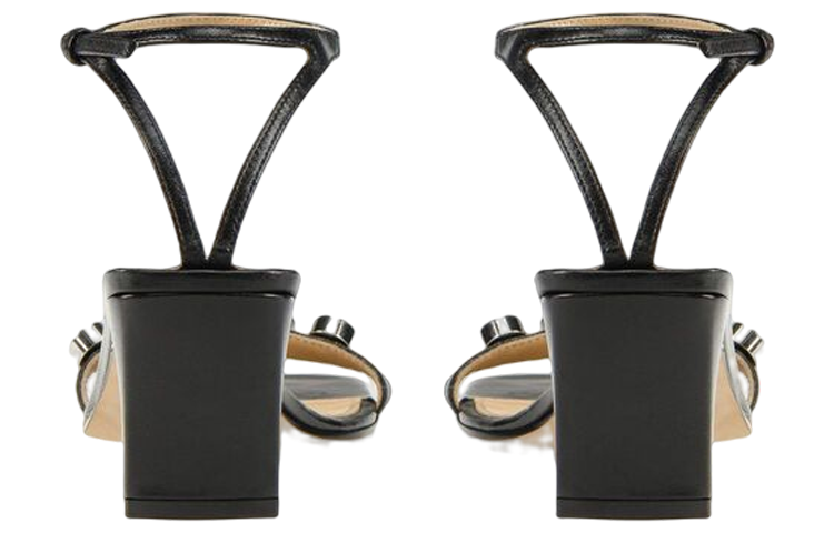 Shop (W) Sergio Rossi SR1 'Sandal Kulit Hitam Toe Persegi' A81090MFN3411101498