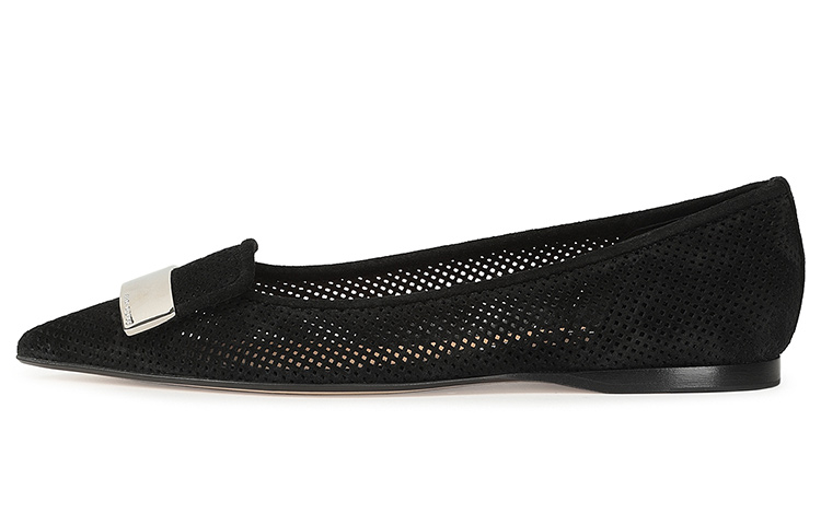 (W) SERGIO ROSSI SR1 'Black Velvet Leather Flats'