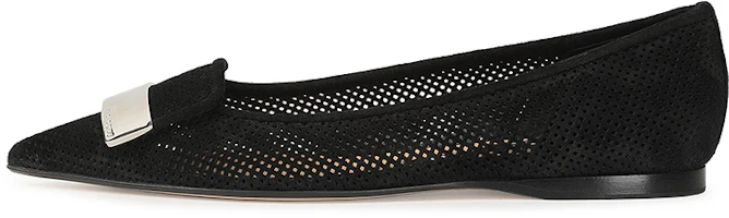 (Women) SERGIO ROSSI SR1 'Black Velvet Leather Flats' A78960MFI4711701000 (Women) SERGIO ROSSI SR1 'Black Velvet Leather Flats' A78960MFI4711701000