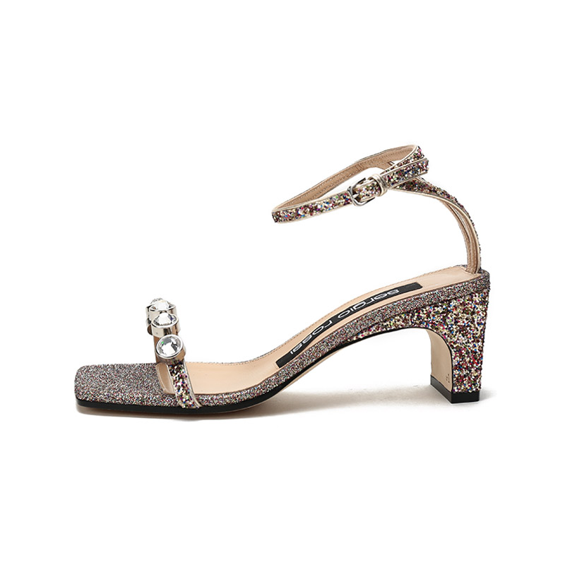 (Women) SERGIO ROSSI Sr1 Square Toe High Heel Sandals Women Multicolor A93250MFI3108775110
