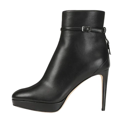(W) SERGIO ROSSI SR Chris 'Black Leather Platform Ankle Boots'