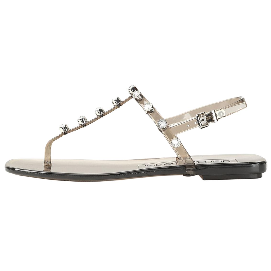(Women) Sergio Rossi SR Jelly Black Crystal Embellished Open-Toe Strap Sandals B01050MFI6304001000