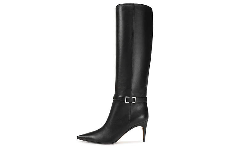 (Women) SERGIO ROSSI SR Mini Prince 'Black Leather Pointed-Toe High Boots' A95960MNAN073101000