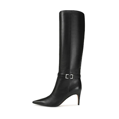 (W) SERGIO ROSSI SR Mini Prince 'Black Leather Pointed-Toe High Boots'