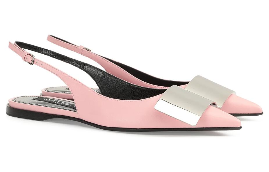 Order SERGIO ROSSI Sr Miroir 皮革 釦扣平底尖頭 休閒單鞋 女款 粉色