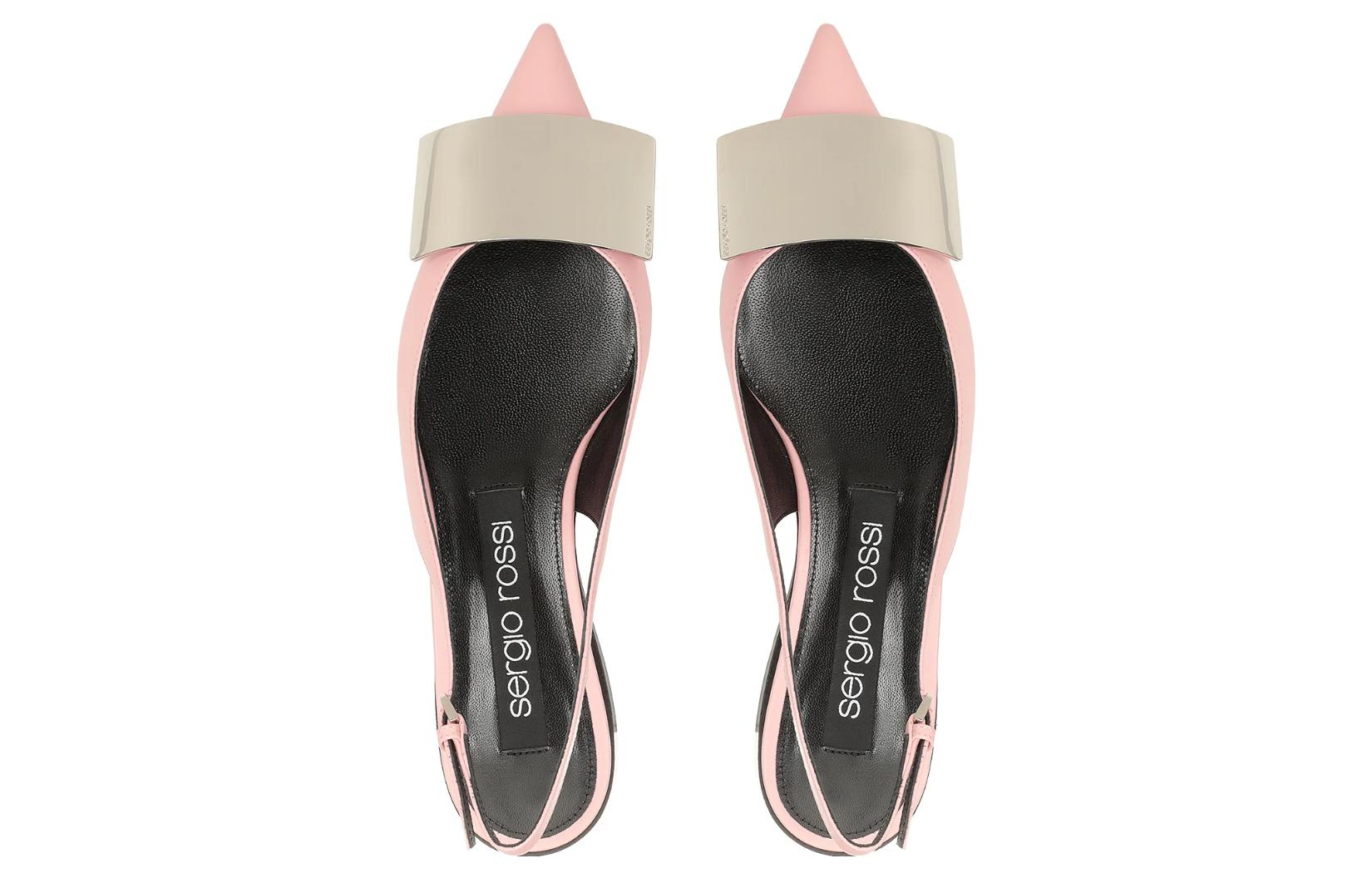 Lookbook SERGIO ROSSI Sr Miroir 皮革 釦扣平底尖頭 休閒單鞋 女款 粉色