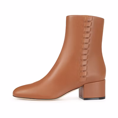 (W) SERGIO ROSSI SR Tiedup 'Brown Leather Ankle Boot'