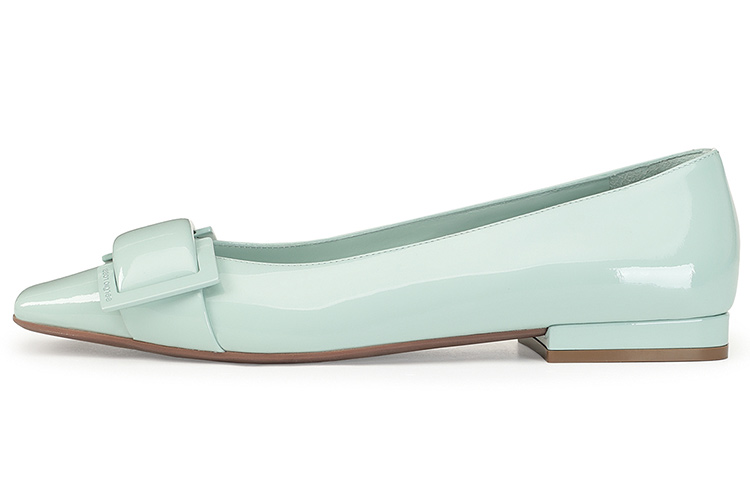 (W) SERGIO ROSSI SR Twenty 'Green Patent Leather Flats'