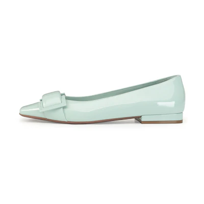 (W) SERGIO ROSSI SR Twenty 'Green Patent Leather Flats'