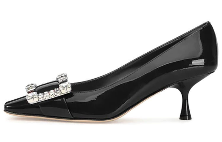 Buy (W) SERGIO ROSSI SR 二十高跟鞋 '黑色漆皮宝石扣' A92860MVIV011201000