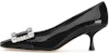 (W) SERGIO ROSSI SR Twenty Tumit Tinggi 'Black Patent Gem Buckle' A92860MVIV011201000