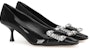 (W) SERGIO ROSSI SR Twenty Tumit Tinggi 'Black Patent Gem Buckle' A92860MVIV011201000
