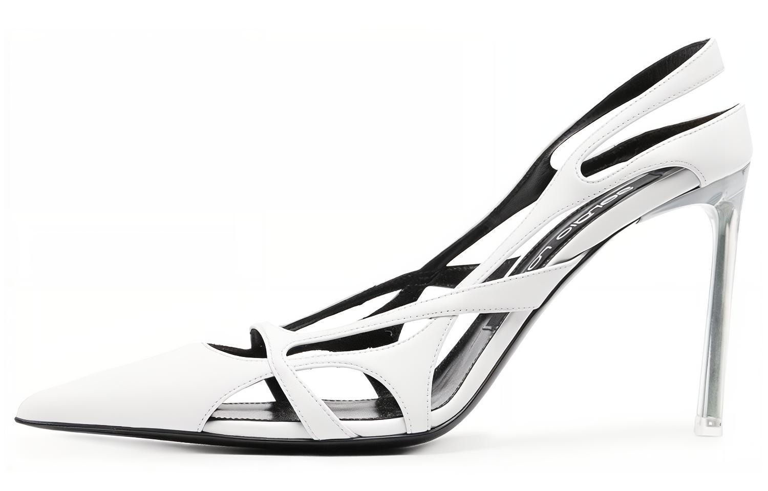 (W) SERGIO ROSSI Stiletto 'White Cut-Out Pointed Toe'