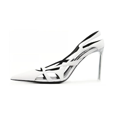 (W) SERGIO ROSSI Stiletto 'White Cut-Out Pointed Toe'