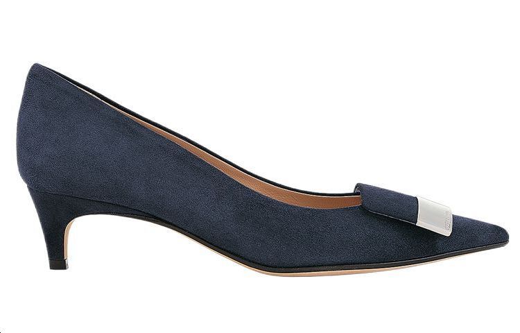 (W) SERGIO ROSSI Suede Mid-Heel Pumps 'Sea Blue' 圖 2