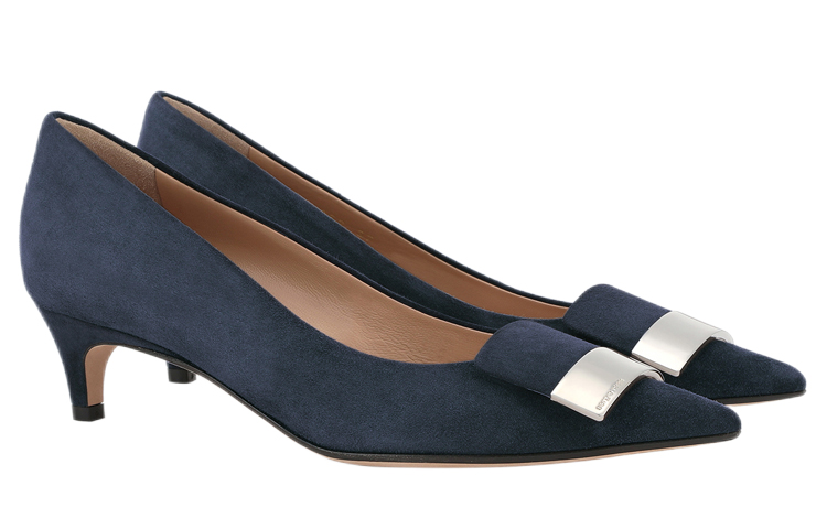 (W) SERGIO ROSSI Suede Mid-Heel Pumps 'Sea Blue' 圖 3