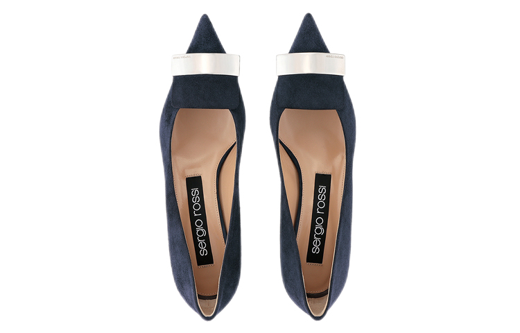 (W) SERGIO ROSSI Suede Mid-Heel Pumps 'Sea Blue' 圖 4