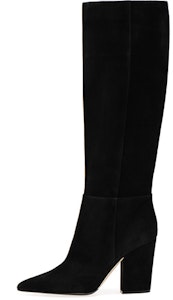 塞乔·罗西 綢面革尖頭 高筒靴 女款 黑色 Buy 塞乔·罗西 綢面革尖頭 高筒靴 女款 黑色