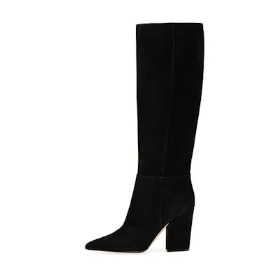 (W) SERGIO ROSSI Suede Pointed-Toe Tall Boots 'Black'