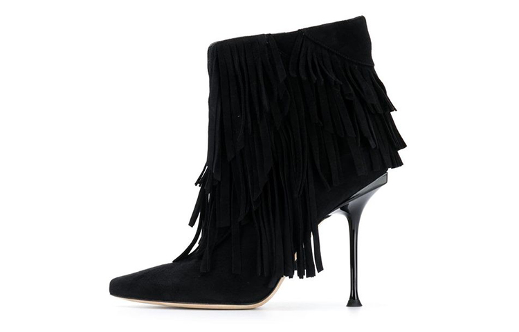 (Women) SERGIO ROSSI Tassel Leather Ankle Boots 'Black' A84751MCA1041000