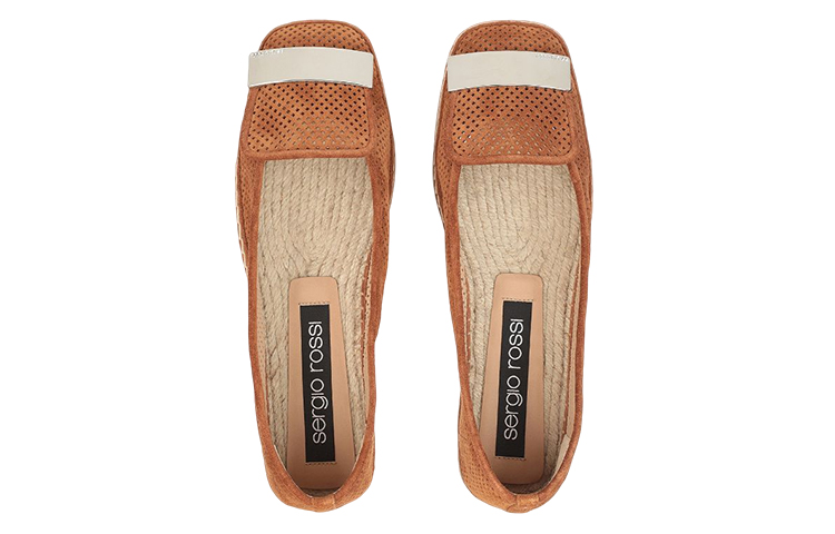 Shop (Women) SERGIO ROSSI Velvet Espadrille Flats 'Brown' A94490MFI4714102230