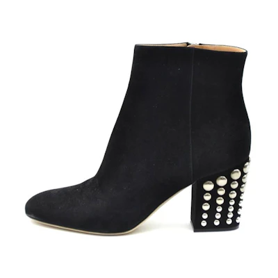 (W) SERGIO ROSSI Velvet Leather Fashion Zip Ankle Boots 'Black'