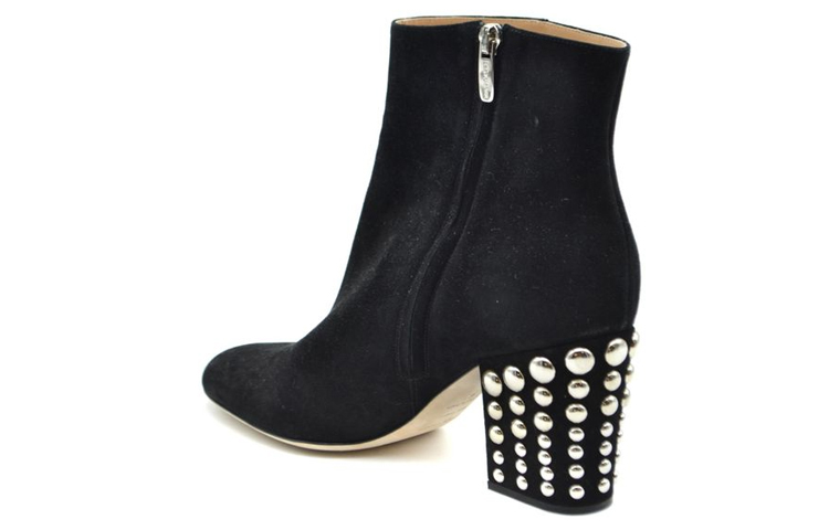 (W) SERGIO ROSSI Velvet Leather Fashion Zip Ankle Boots 'Black' 圖 4