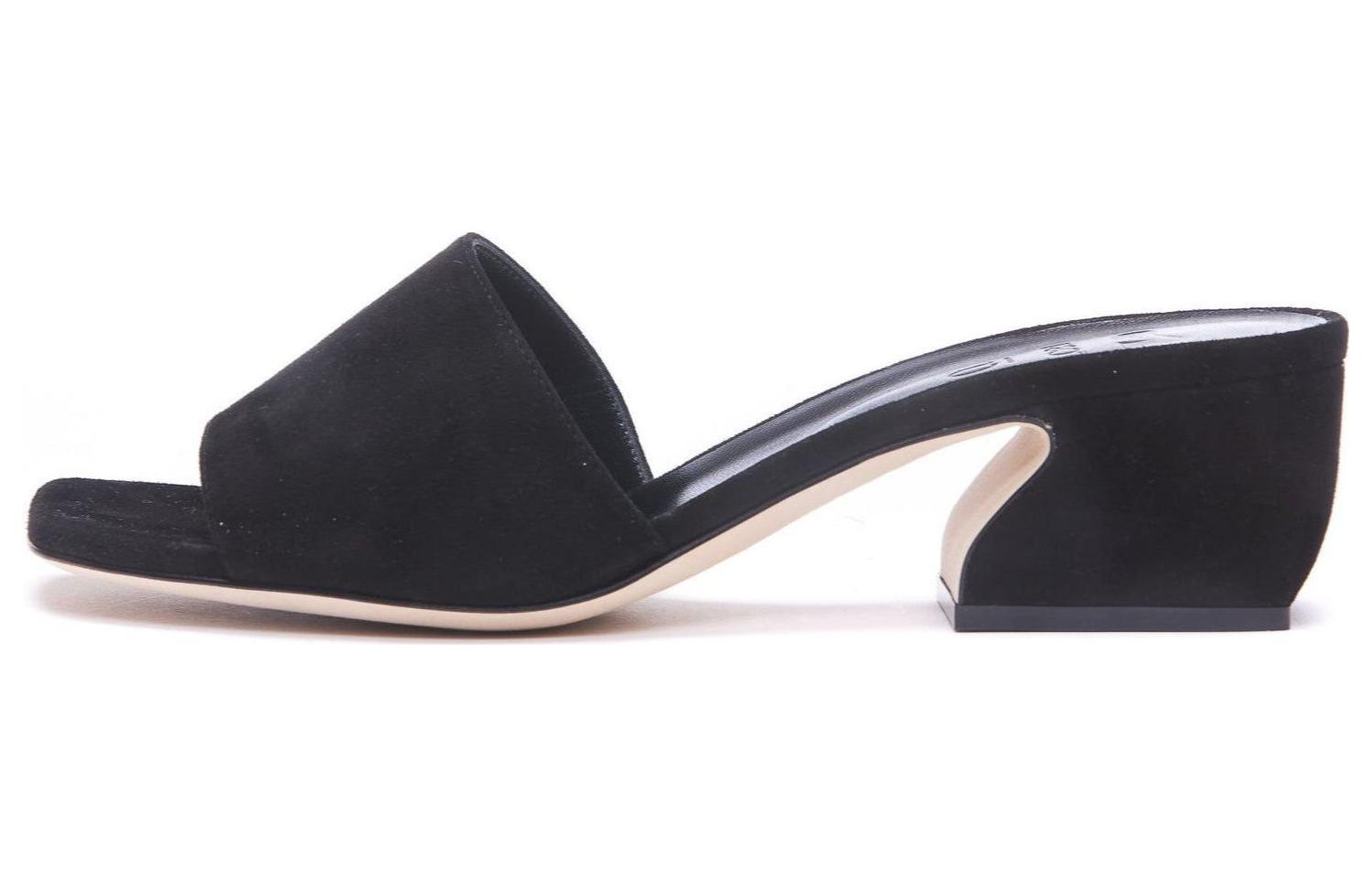 Buy (W) SERGIO ROSSI Mule de Terciopelo "Tacón Cuadrado Negro" A93750MCAM331000