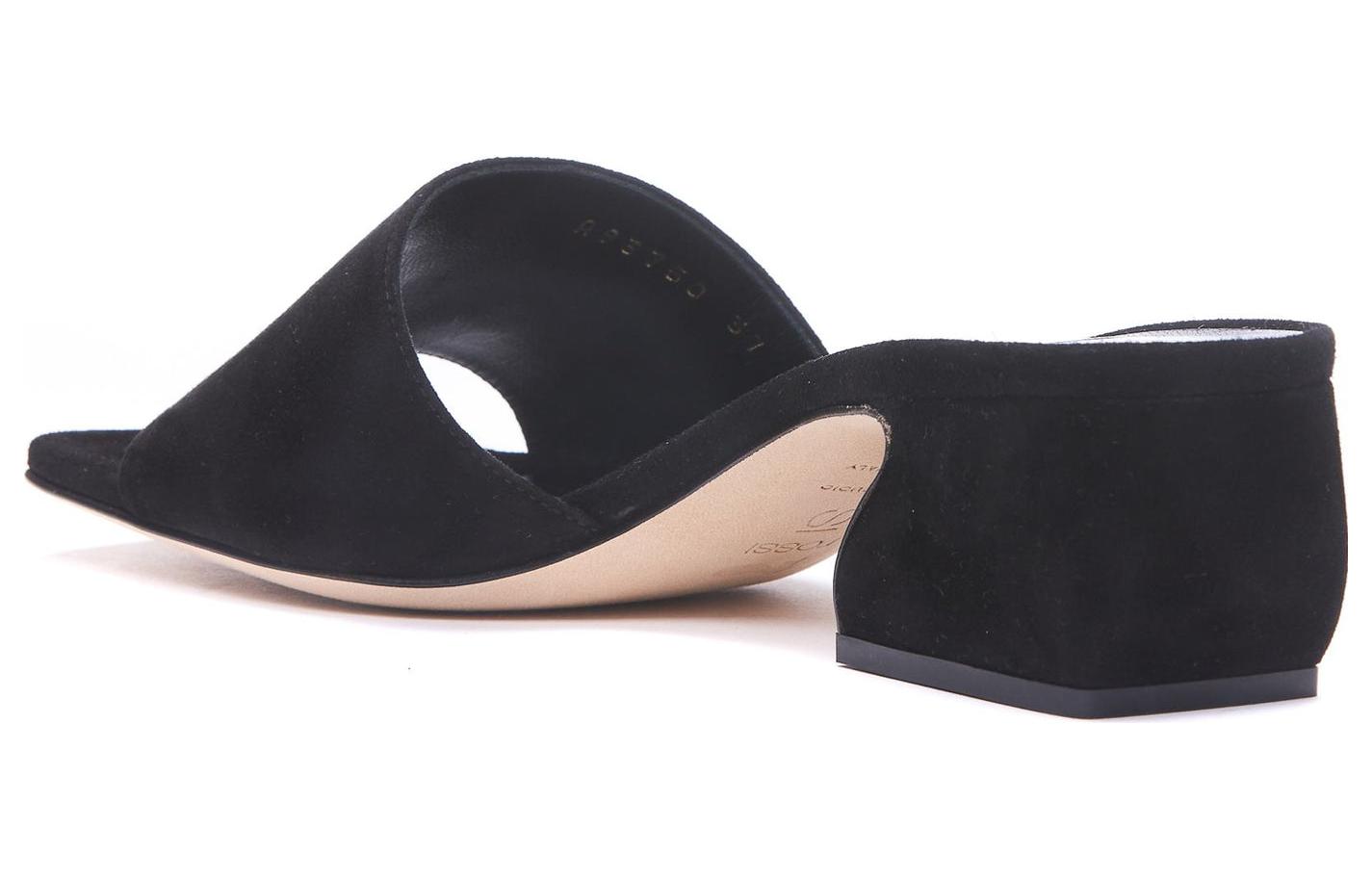 Shop (W) SERGIO ROSSI Mule de Terciopelo "Tacón Cuadrado Negro" A93750MCAM331000