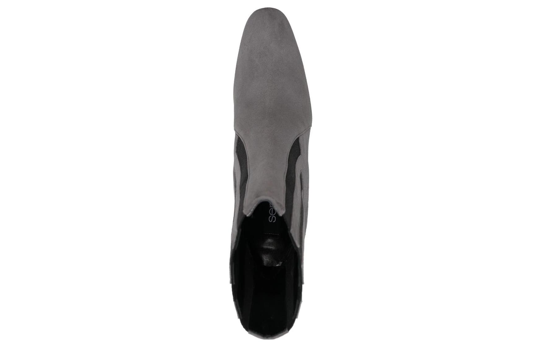 (W) SERGIO ROSSI Velvet Slip-On Ankle Boots 'Grey' 圖 4