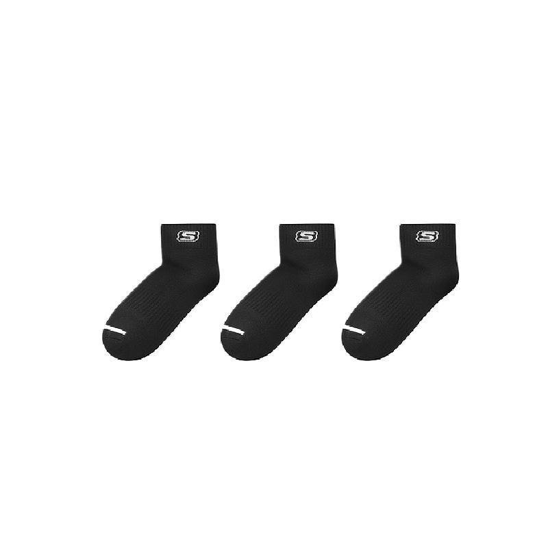 (Women) Skechers  Comfortable Crew Socks 3-Pack - Deep Black Casual Wear L125W112-060H