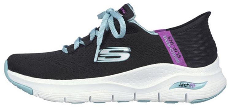 women-skechers-low-top-running-shoes-durable-slip-resistant-black-white-149568-bkmt
