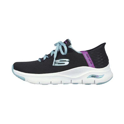 (W) Skechers Arch Fit - Fresh Flare 'Black Purple'