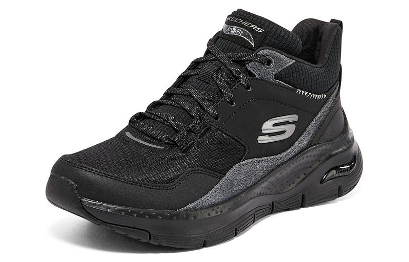 Lookbook Skechers Sport 柔軟舒適 減震防滑耐磨 中筒 運動休閒鞋 女款 黑色