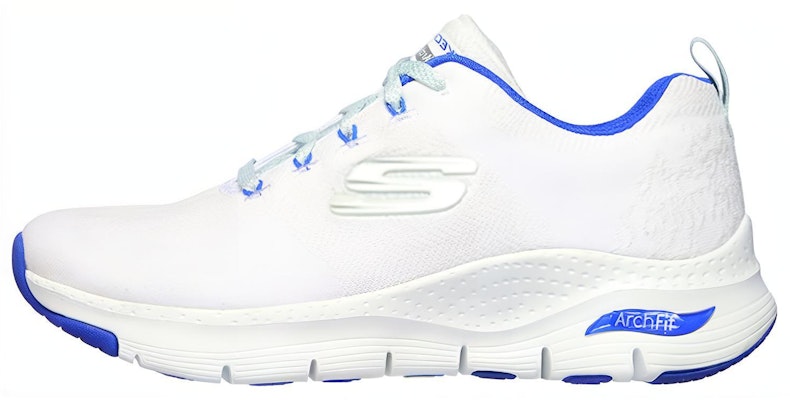(Women) Skechers Arch Fit 'White Blue' 149414-WBL Buy (Women) Skechers Arch Fit 'White Blue' 149414-WBL