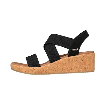 (W) Skechers Arch Fit Beverlee-Love Stays 'Black Wedge Casual Sandal'