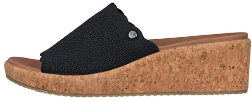 (Women) Skechers Arch Fit Beverlee 'Black Wedge Slide' 119329-BLK (Women) Skechers Arch Fit Beverlee 'Black Wedge Slide' 119329-BLK