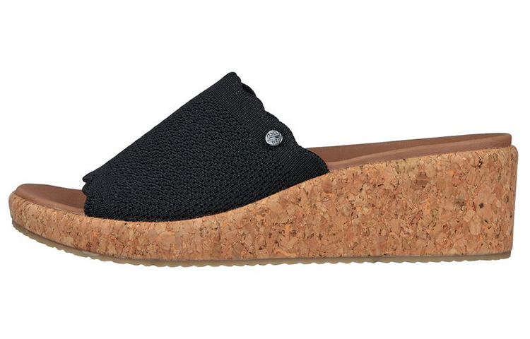 (Women) Skechers Arch Fit Beverlee 'Black Wedge Slide' 119329-BLK