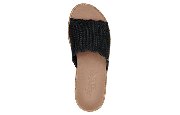 Shop (Women) Skechers Arch Fit Beverlee 'Black Wedge Slide' 119329-BLK