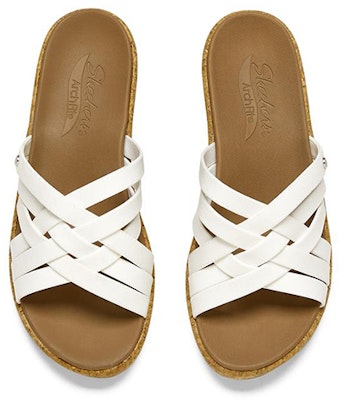 Skechers Arch Fit Beverlee 編織時尚拖鞋 女款 白色 Shop Skechers Arch Fit Beverlee 編織時尚拖鞋 女款 白色