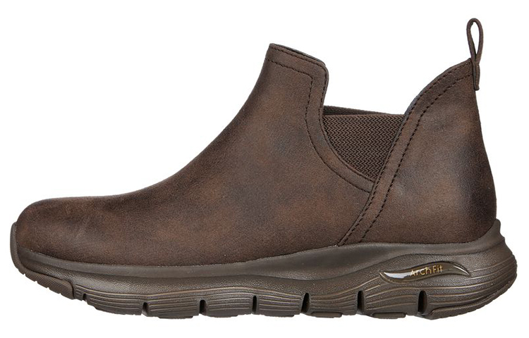 (W) Skechers Arch Fit Boot 'Smooth High-Top Brown Chelsea'