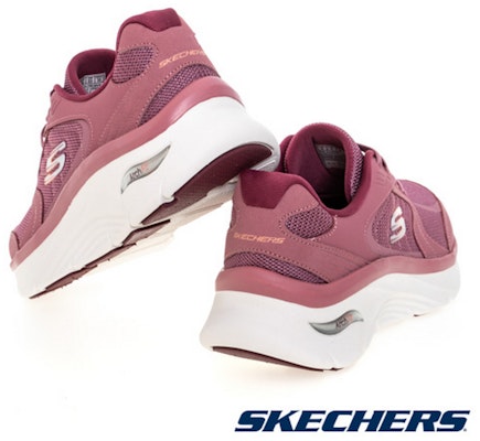 (W) スケッチャーズ アーチフィット デラックス カジュアルシューズ ピンク レッド 149686MVE Sizing (W) スケッチャーズ アーチフィット デラックス カジュアルシューズ ピンク レッド 149686MVE