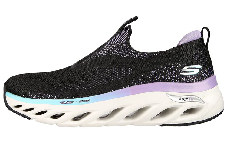 (Women) Skechers Arch Fit Glide-Step 'Black Purple' 149387-BKMT
