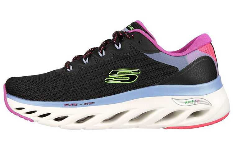 (Women) Skechers Arch Fit Glide-Step 'Highlighter Black Pink' 149871-BKMT