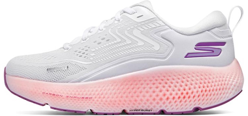 Women Skechers Go Run Max Road 6 White Pink 172078 WLV