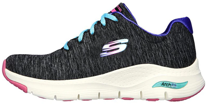 (Women) Skechers Arch Fit Pillow Walker 'Black Grey' 149165-BKMT Buy (Women) Skechers Arch Fit Pillow Walker 'Black Grey' 149165-BKMT